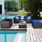 6PCS Patio Rattan Furniture Set Sectional Cushion Sofa Coffee Table Ottoman Navy